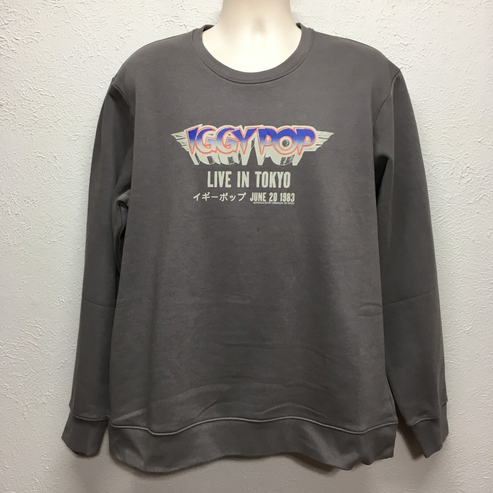 Iggy Pop "Live In Tokyo" Gray Long-Sleeve Fleece Sweatshirt Lee® Men's Size XL